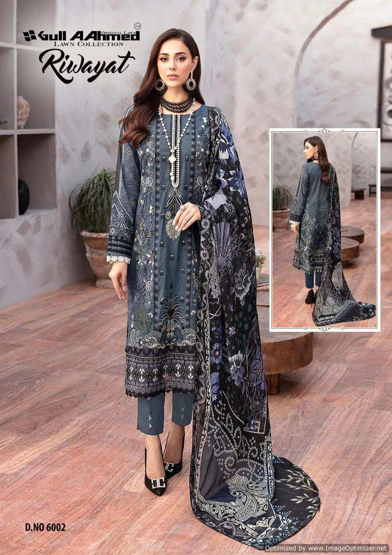Gull A Ahme Riwayat Vol 6 Lawn Cotton Wholesale Pakistani Salwar Suit Catalog — Wholesale Salwar Suits, MPA wholesale from Surat - Gallery Image 4